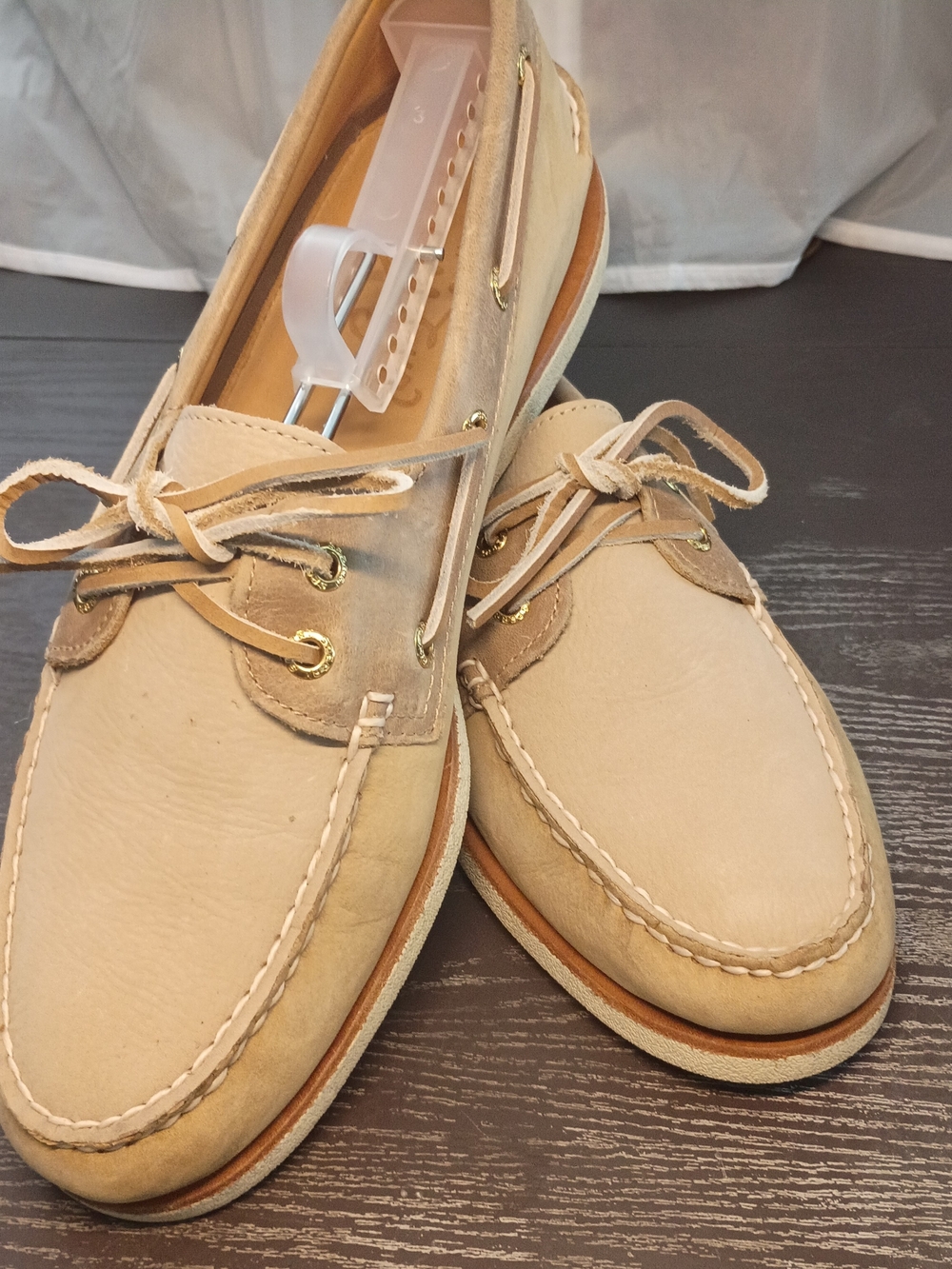 Sperry GOLD CUP Tan Suede Boat Shoes with Lace-Tie Detail. Men's 9.5 Like NEW!!!